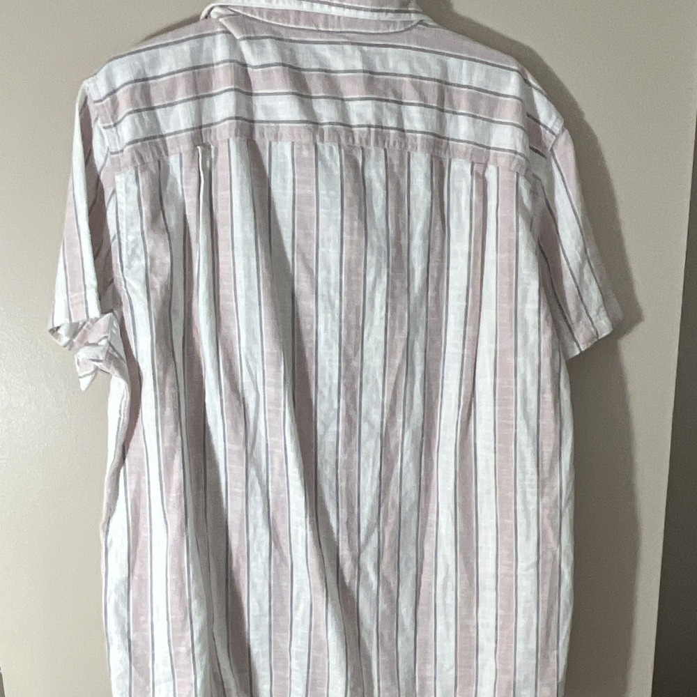 American Eagle Mens XXL Striped Short Sleeve Point Collar Button-Up Pockets - Picture 5 of 7